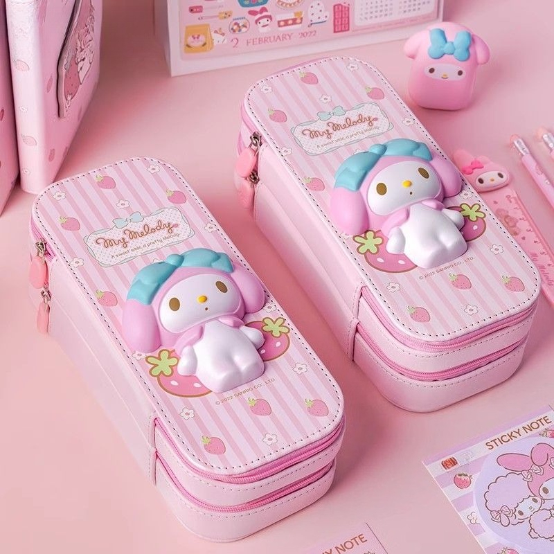 Pencil Case Large - Sanrio 3D Kuromi Melody Double Decompression