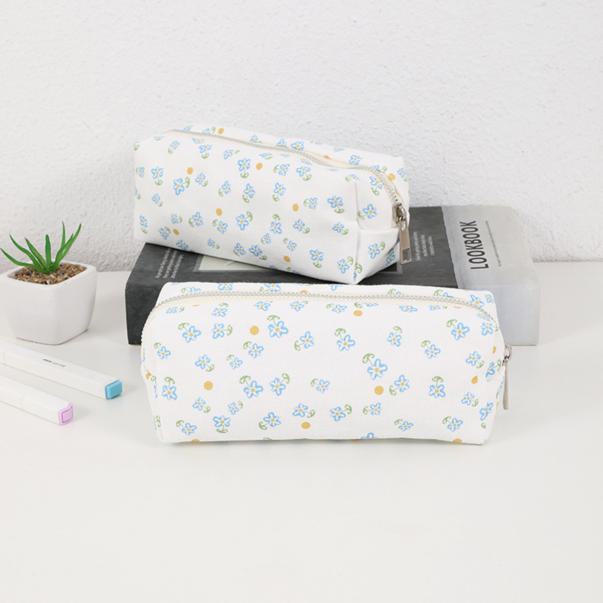 Stationery Office And School Supply Stores - Simple floral printed pencil case, beautifully
