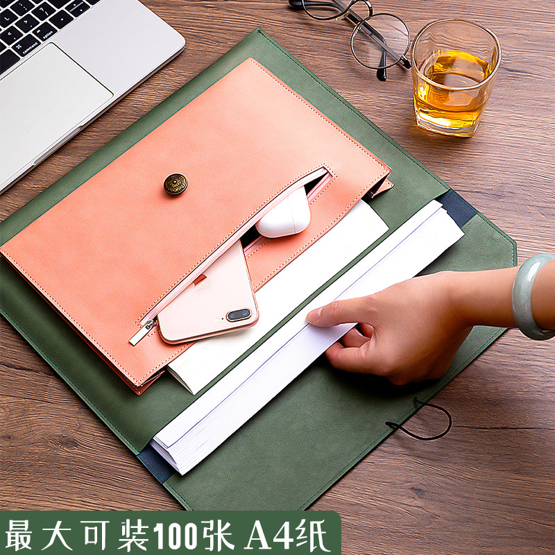 Leather File Bag A4 Paper File - Portfolio Folder Zip avis et prix
