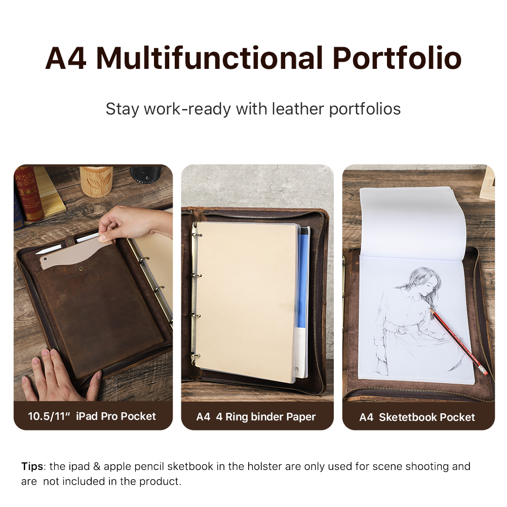 Luxury Retro A4 Cowhide Busine - Portfolio Folder Zip avis et prix
