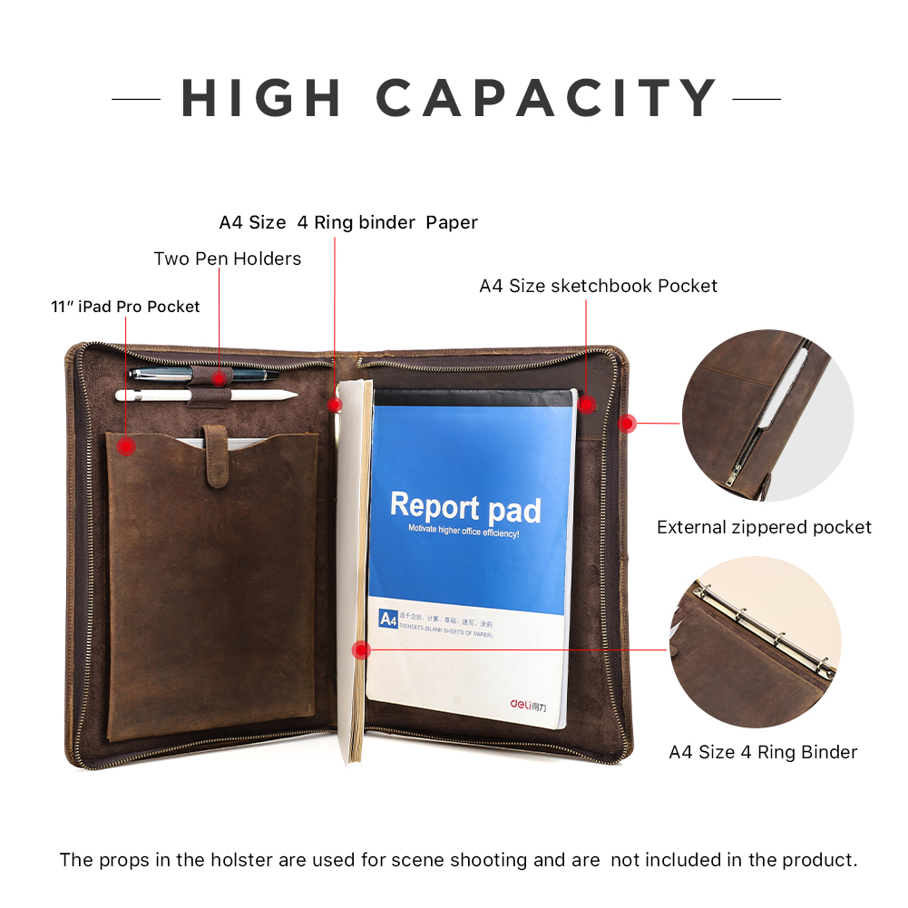 Luxury Retro A4 Cowhide Busine - Portfolio Folder Zip avis et prix