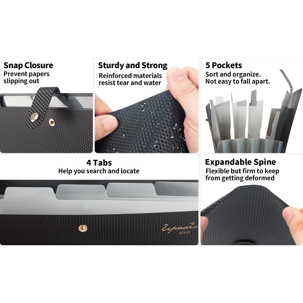 Expanding File Folder,5 Pocket - Portfolio Folder Zip avis et prix