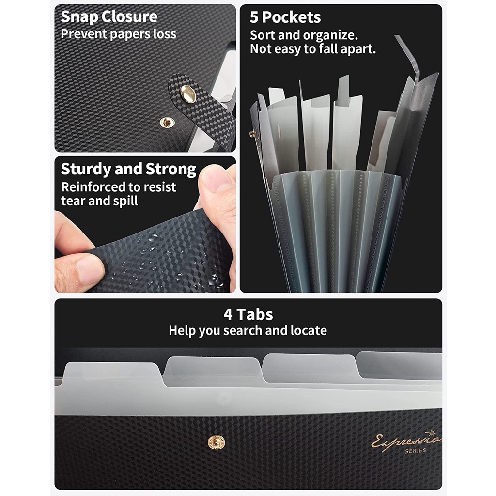 Expanding File Folder,5 Pocket - Portfolio Folder Zip avis et prix