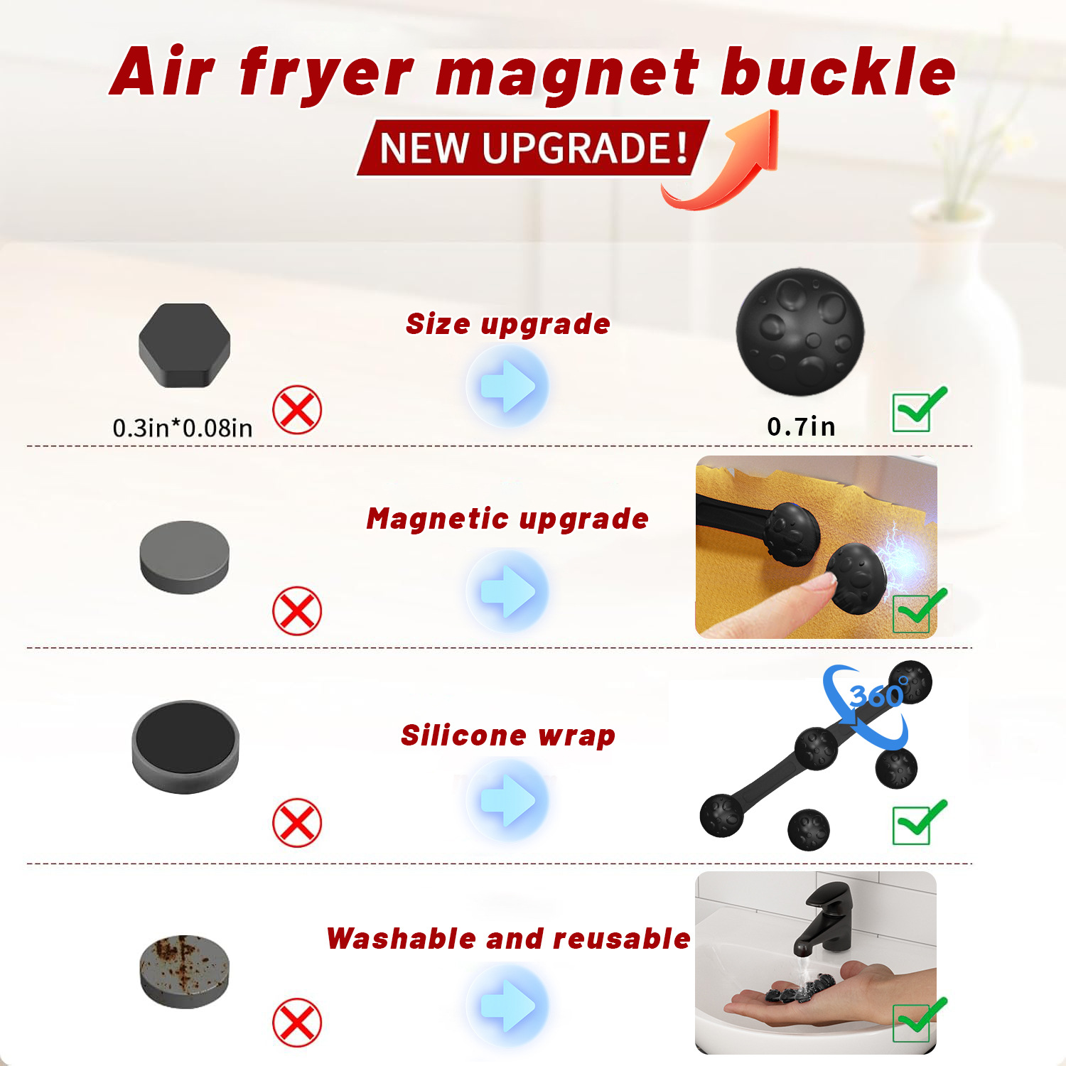 1/2sets Silicone Air Fryer Mag - Paperclip Magnetic Set avis et prix